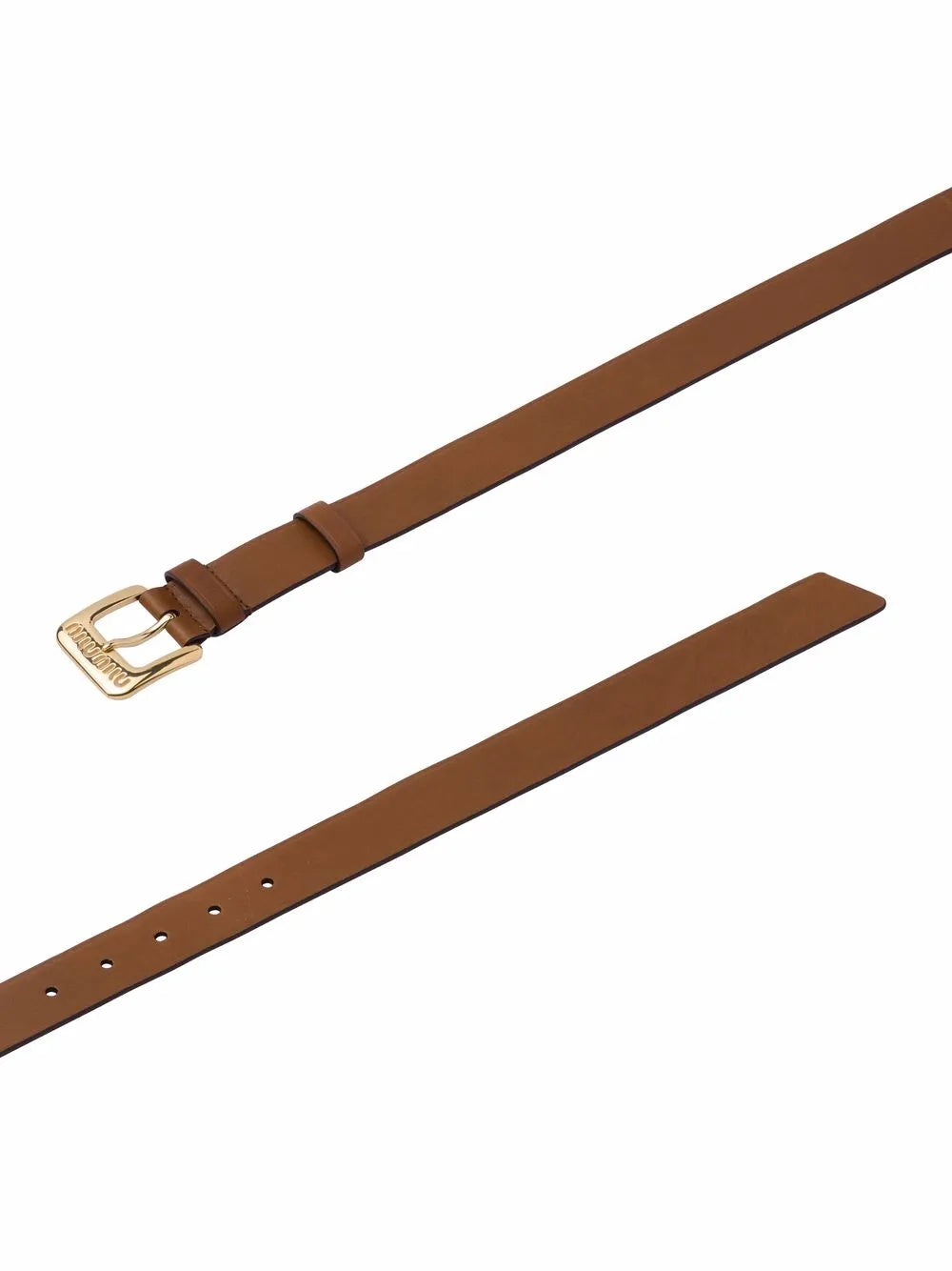 Miu Miu Oak Brown Cut-Out Logo Adjustable Genuine Leather Belt