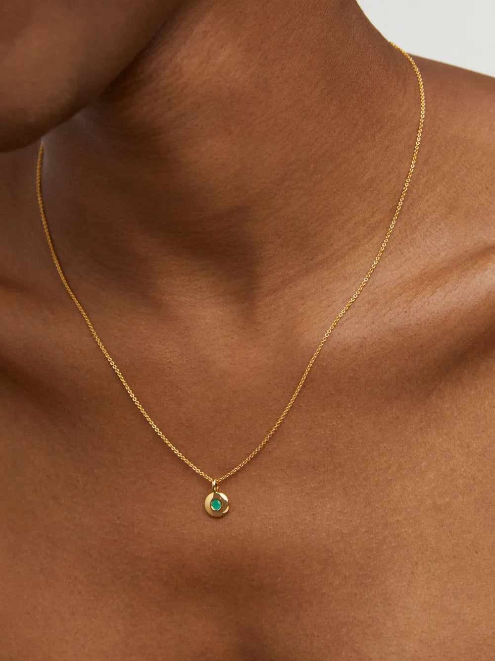 Monica Vinader 18kt Recycled Gold Vermeil Birthstone Emerald Pendant Necklace