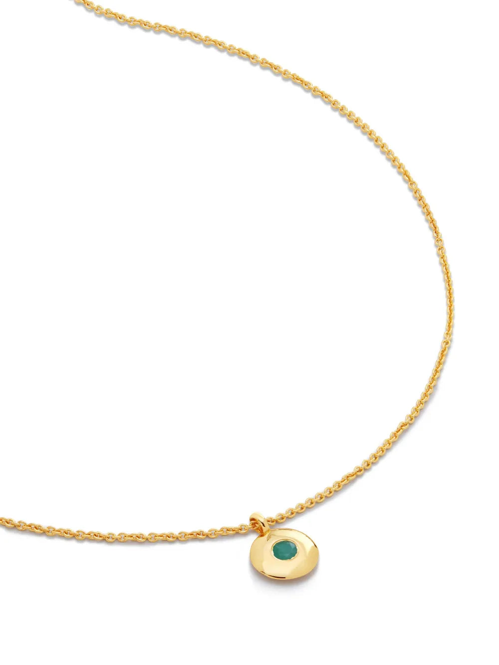 Monica Vinader 18kt Recycled Gold Vermeil Birthstone Emerald Pendant Necklace
