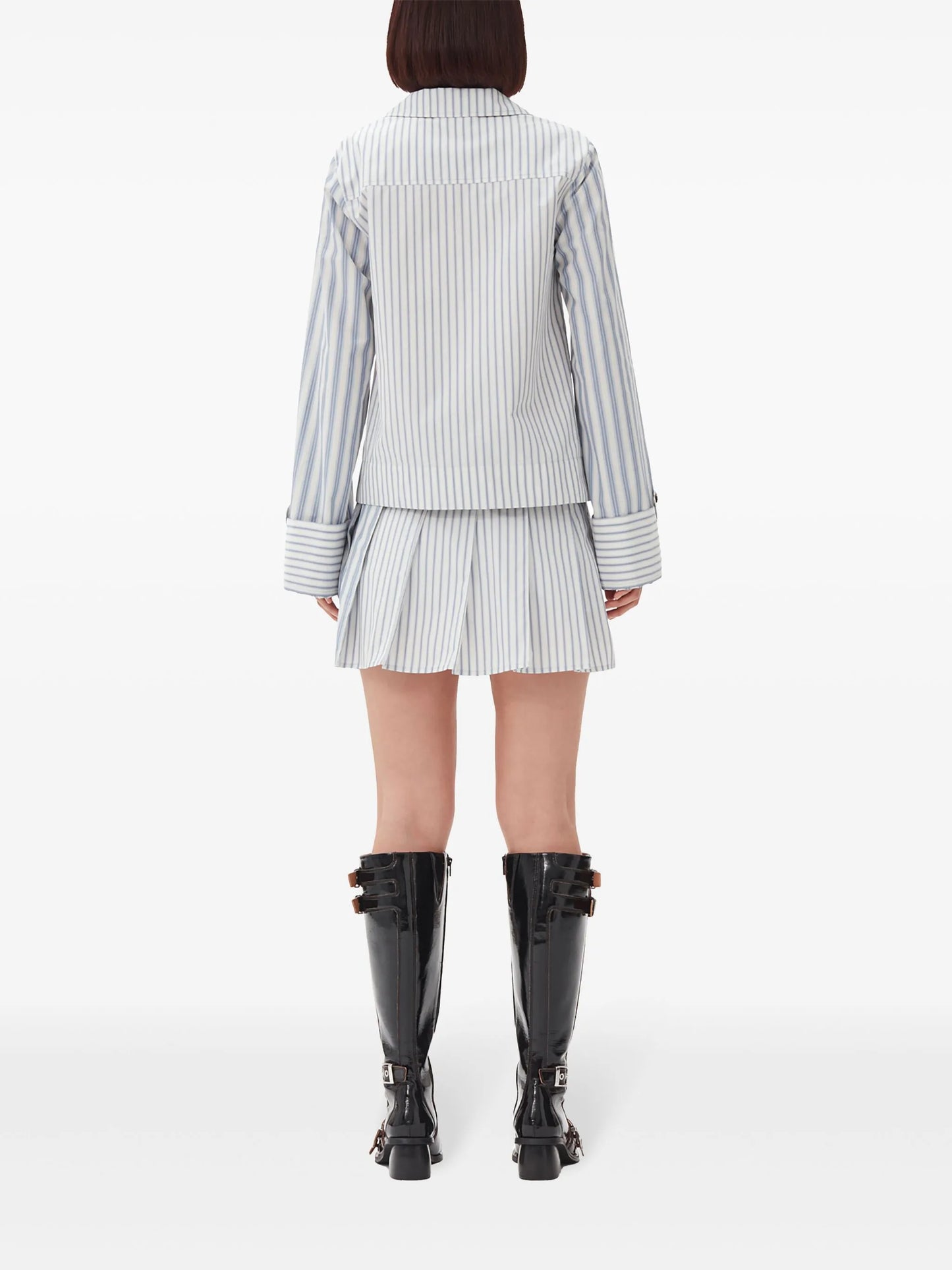 GANNI stripe-print cropped poplin shirt