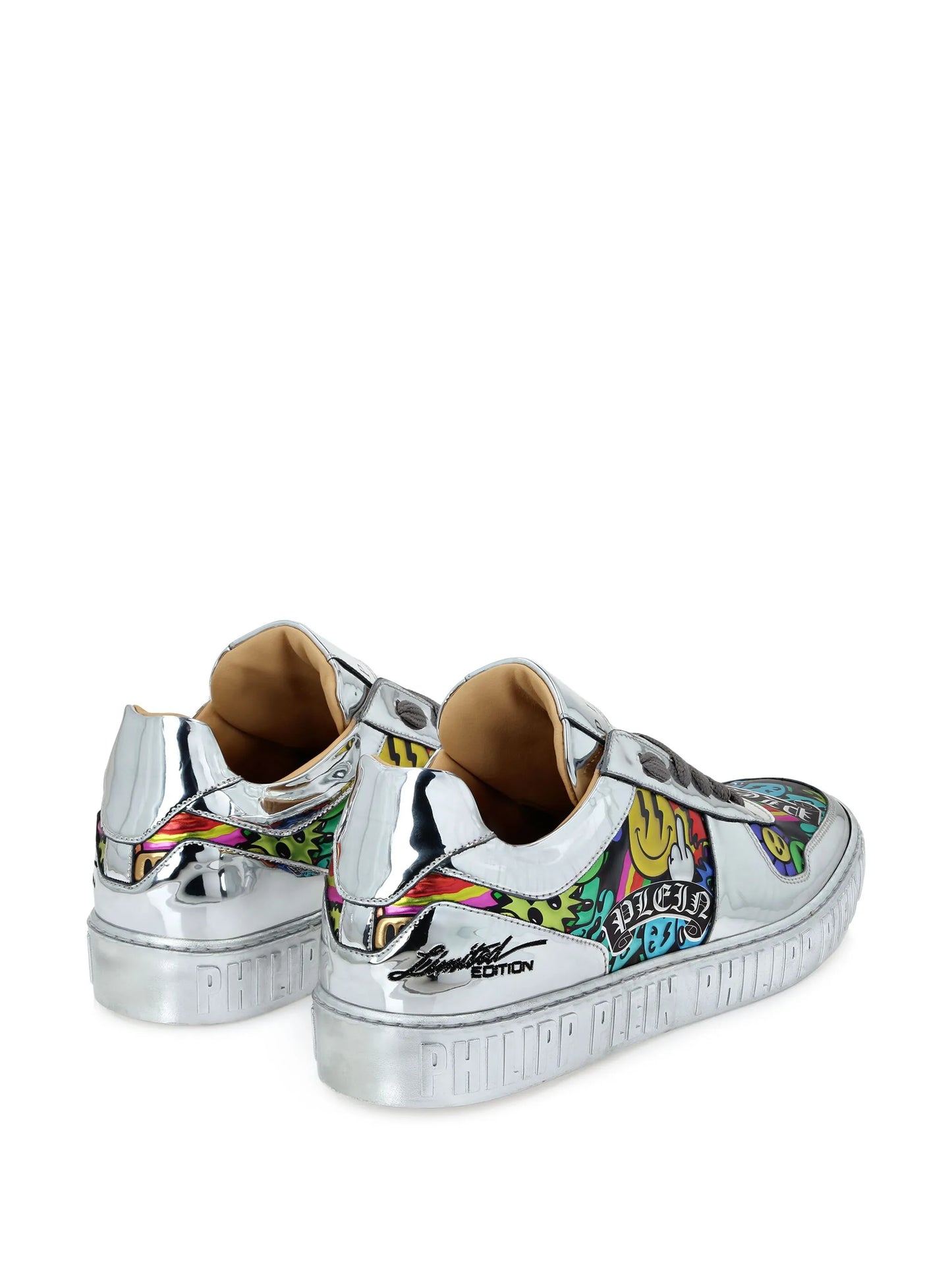 PhilipPlein mirrored-leather sneakers