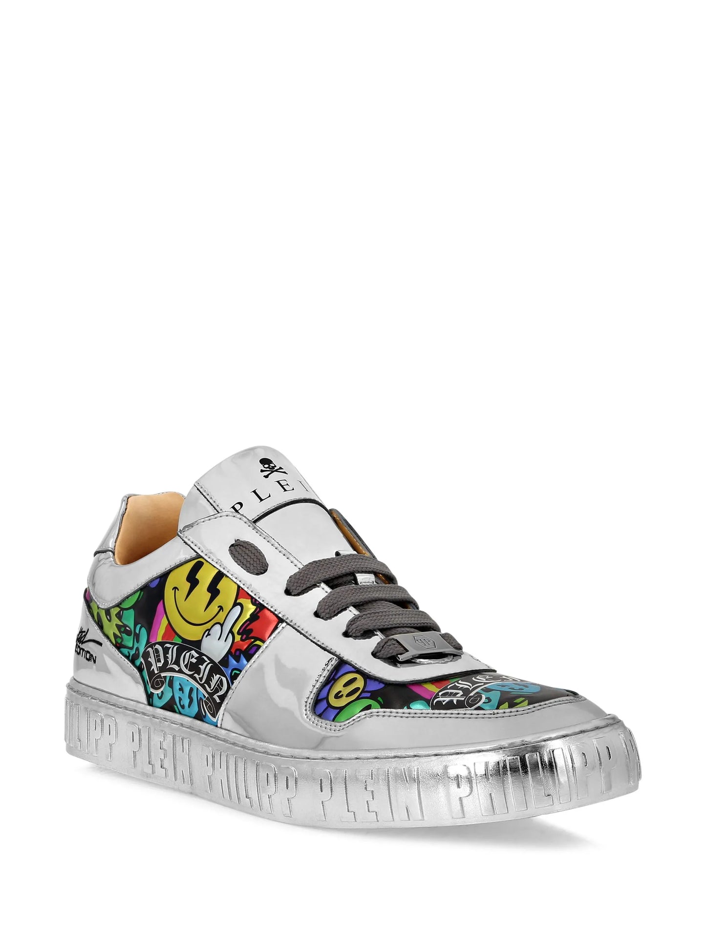 PhilipPlein mirrored-leather sneakers