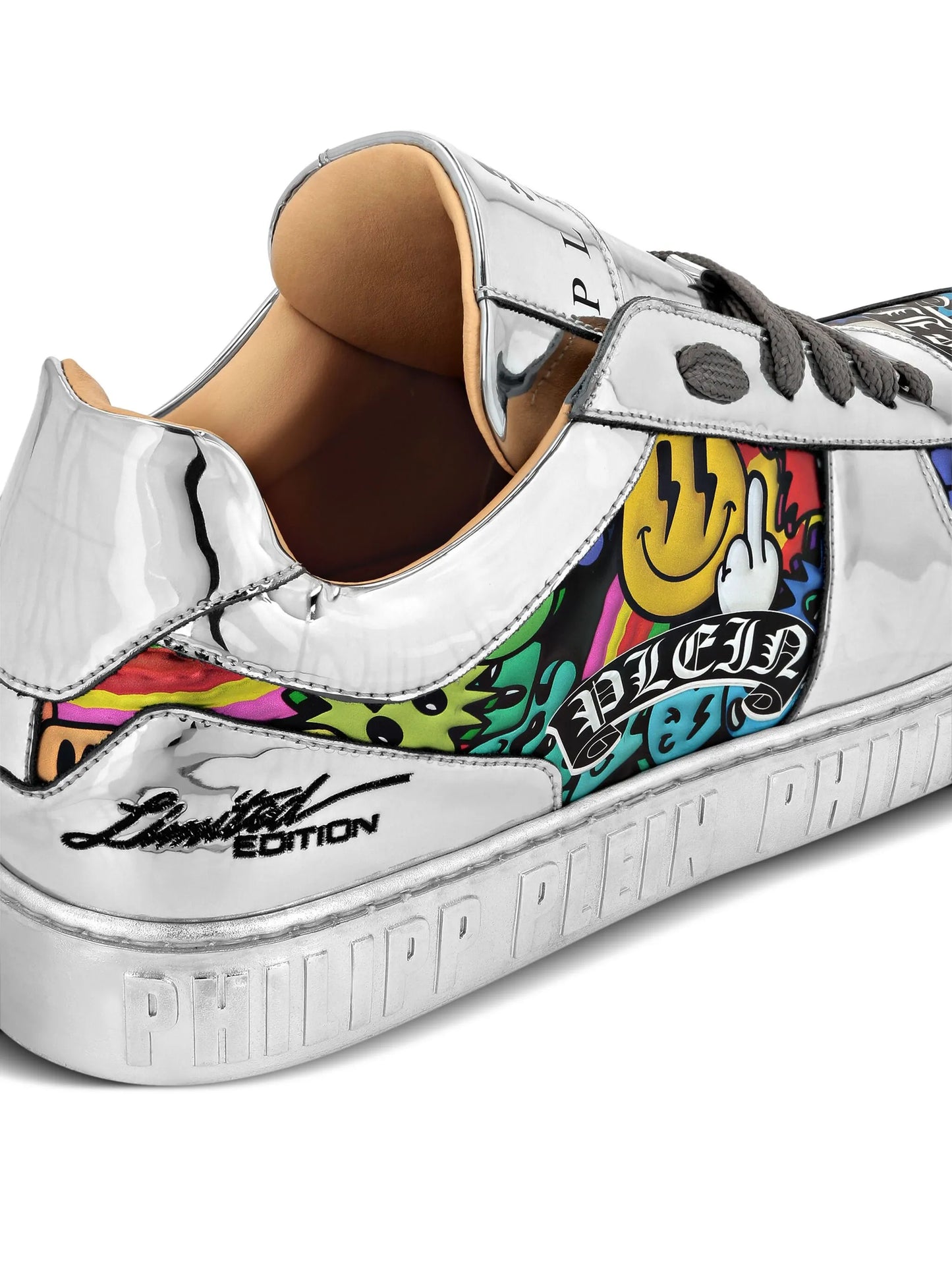PhilipPlein mirrored-leather sneakers