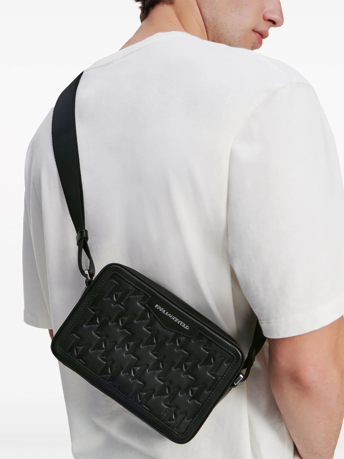 KarlLagerfeld Loom leather camera bag