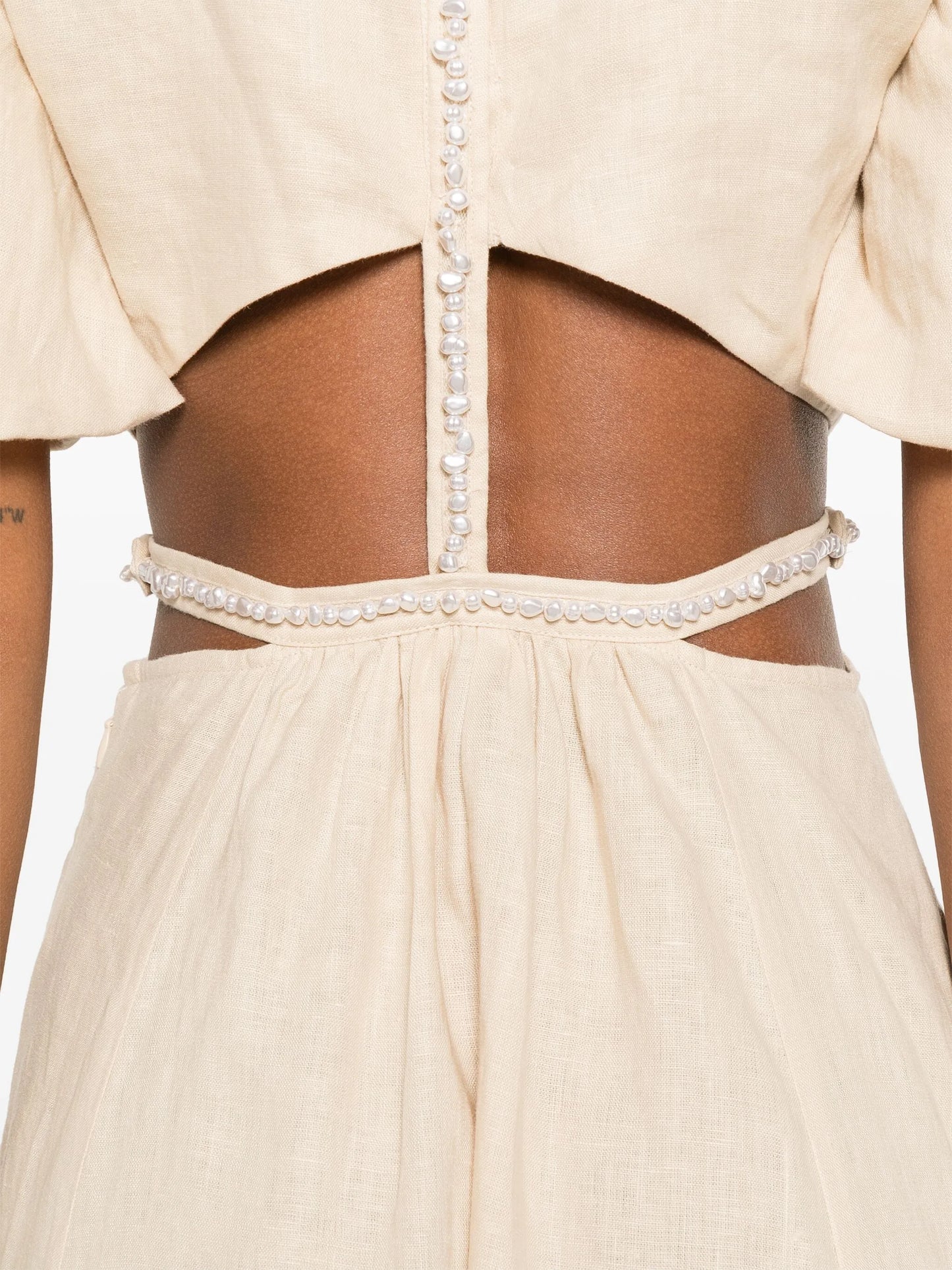 MiuMiu faux-pearl-embellished midi dress