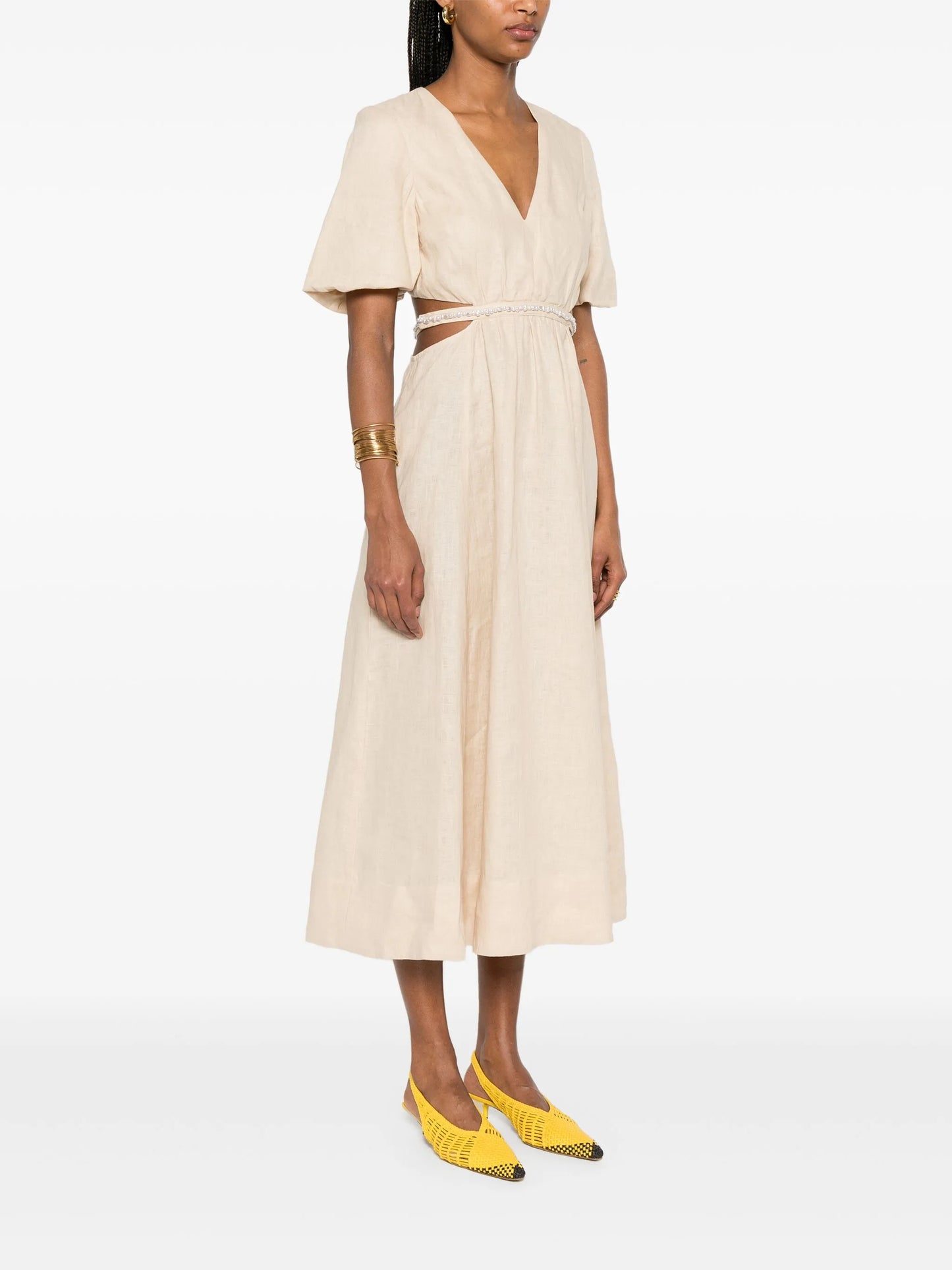 MiuMiu faux-pearl-embellished midi dress