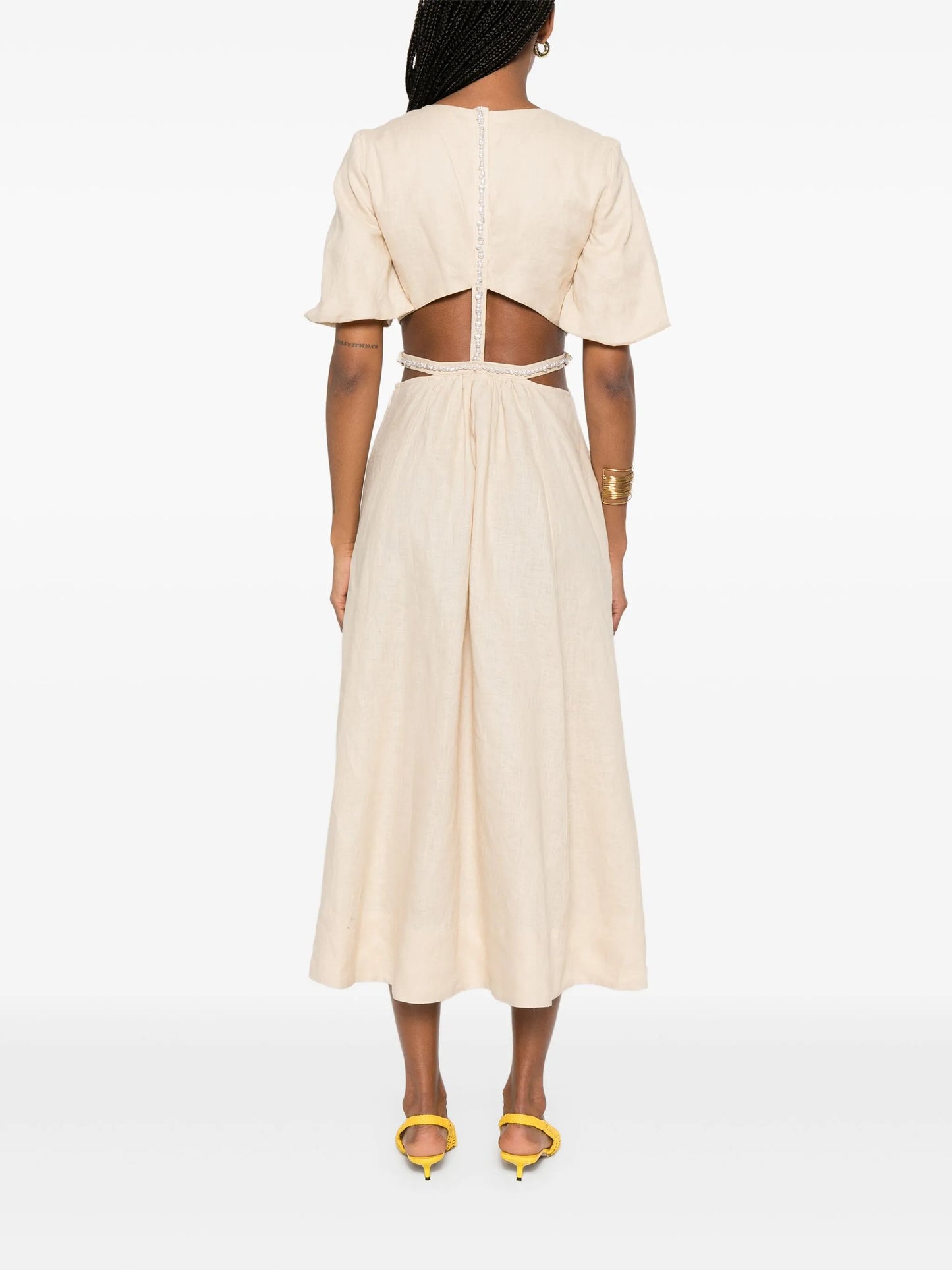 MiuMiu faux-pearl-embellished midi dress