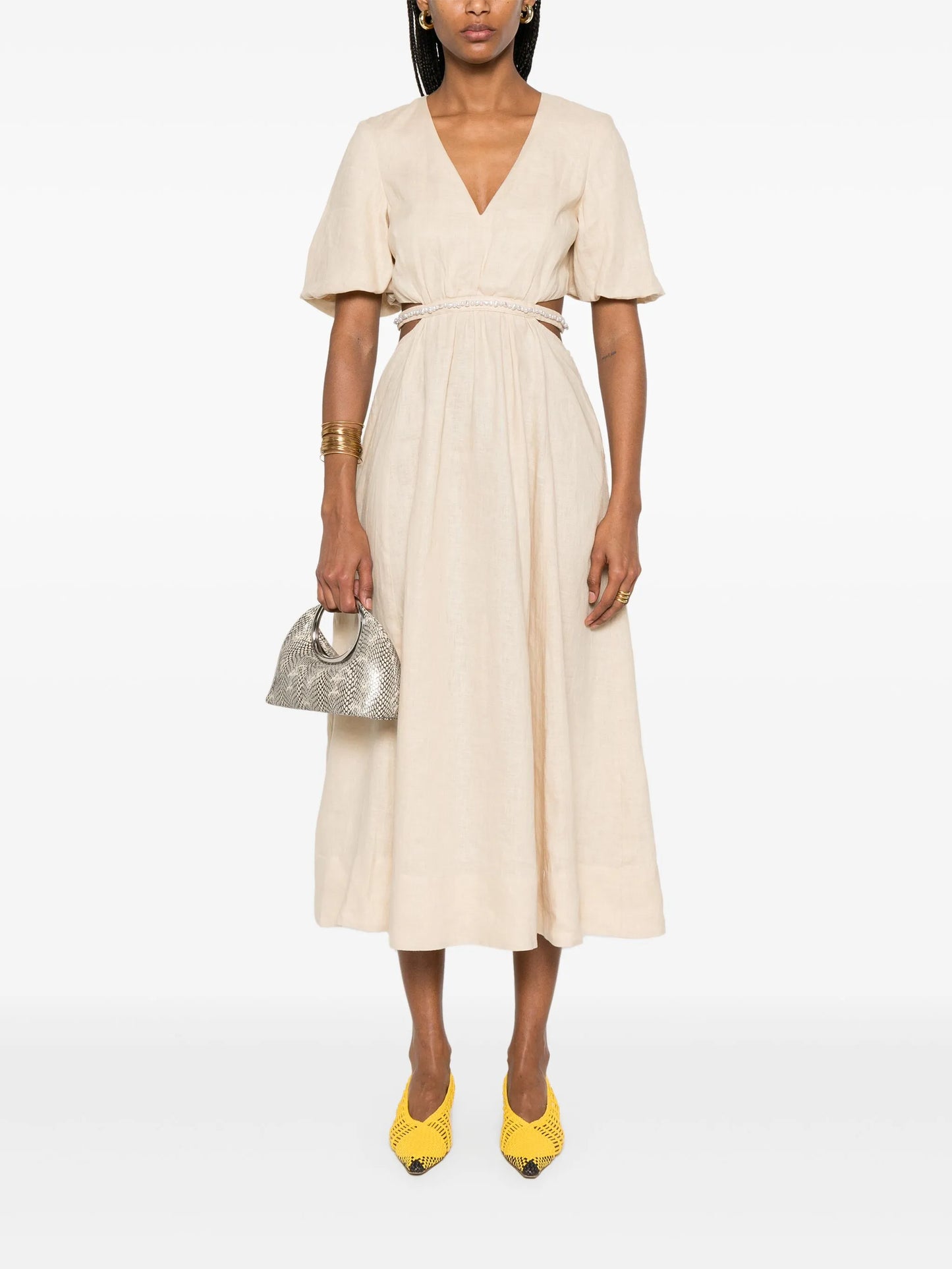MiuMiu faux-pearl-embellished midi dress