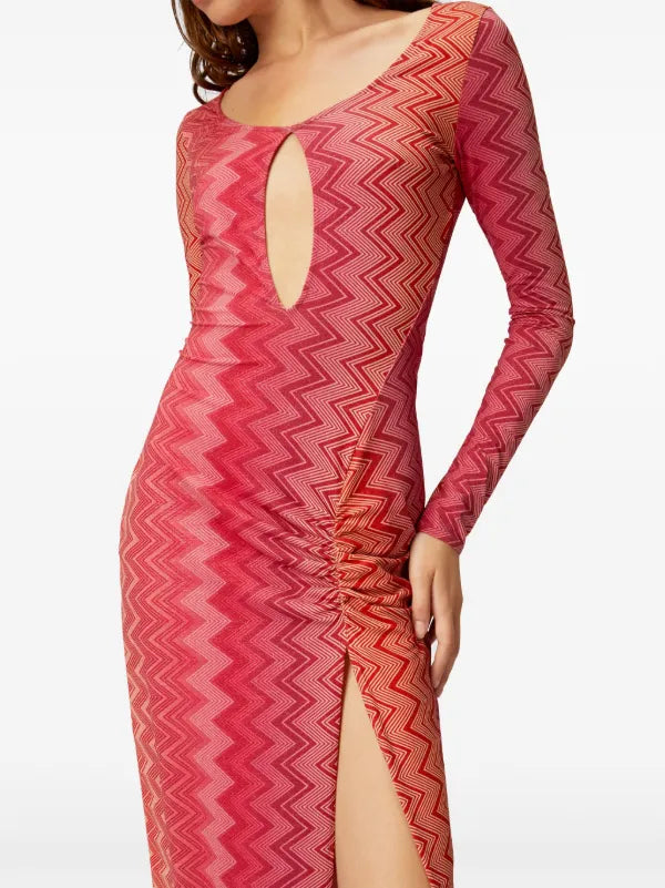 Missoni Vibrant Red Zigzag Pattern Lightweight Beach Dress