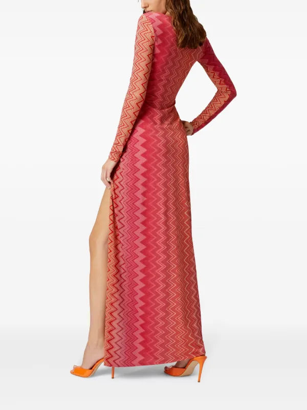 Missoni Vibrant Red Zigzag Pattern Lightweight Beach Dress