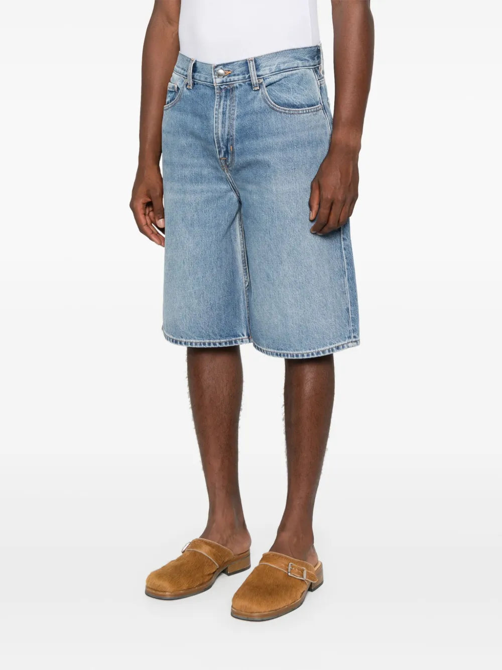 7 For All Mankind Mason Blue Denim Shorts Slim Fit Stylish Comfort