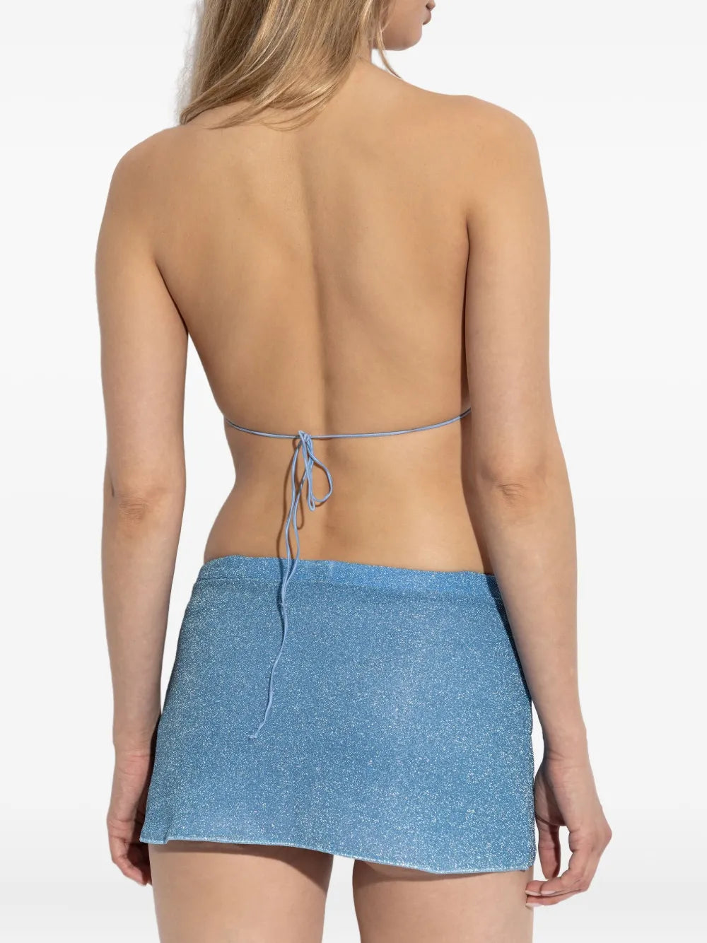 Oséree Light Blue Glitter Detailing Mini Skirt with Elastic Waistband