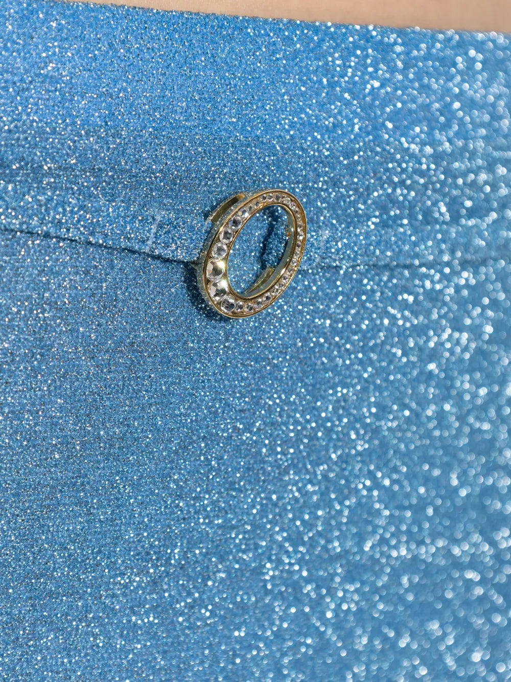 Oséree Light Blue Glitter Detailing Mini Skirt with Elastic Waistband