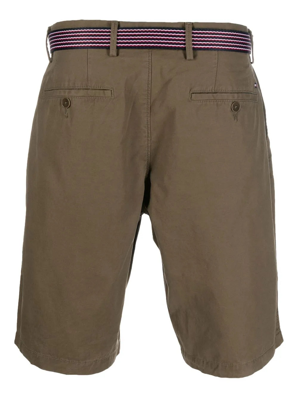 Tommy Hilfiger Military Green Belted Cotton Bermuda Shorts Stylish