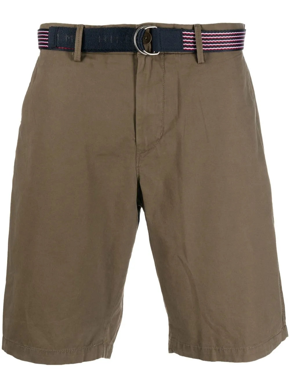 Tommy Hilfiger Military Green Belted Cotton Bermuda Shorts Stylish