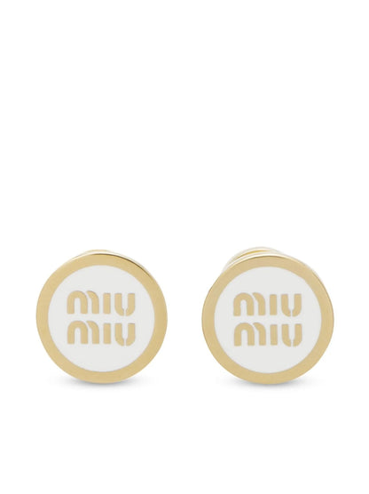 Miumiu logo-embossed stud earrings