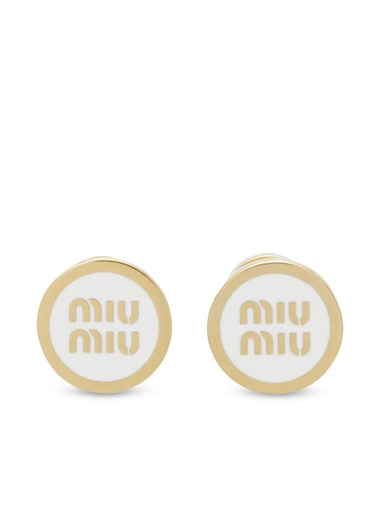 Miumiu logo-embossed stud earrings