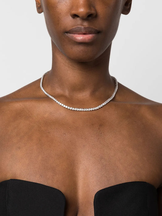Swarovski Matrix Tennis Necklace White Rhodium Crystal Embellished Clasp