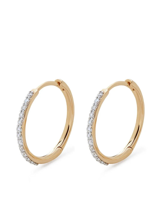 Monica Vinader 14kt Yellow Gold Medium Diamond Pavé Hoop Earrings
