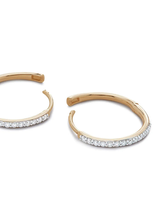 Monica Vinader 14kt Yellow Gold Medium Diamond Pavé Hoop Earrings