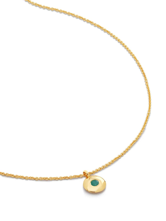 Monica Vinader 18kt Recycled Gold Vermeil Birthstone Emerald Pendant Necklace