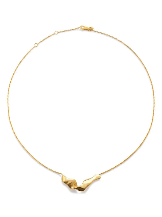 Monica Vinader Wave Polished Finish Gold Tone Adjustable Necklace