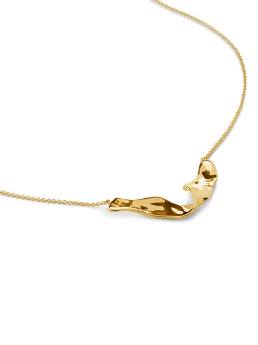 Monica Vinader Wave Polished Finish Gold Tone Adjustable Necklace