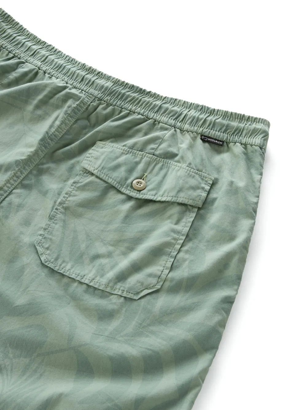 Woolrich Tropical Print Sage Green Cotton Drawstring Shorts