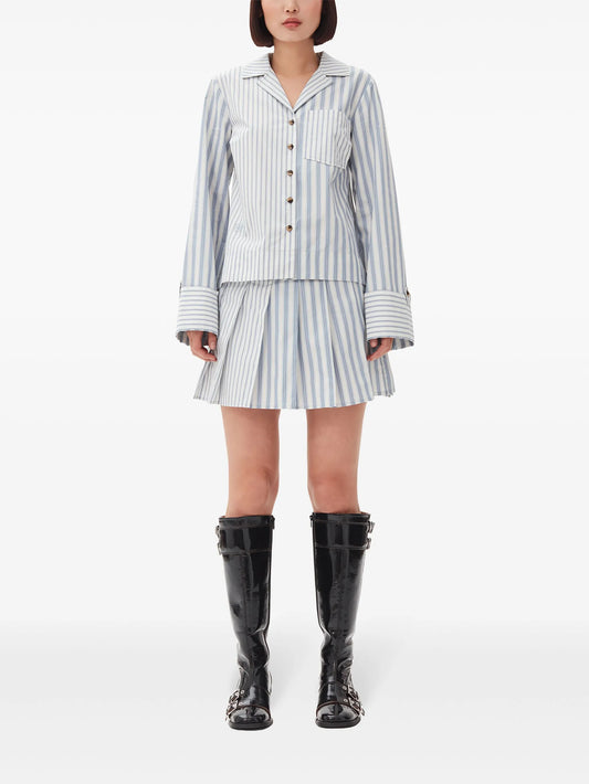 GANNI  stripe-print cropped poplin shirt