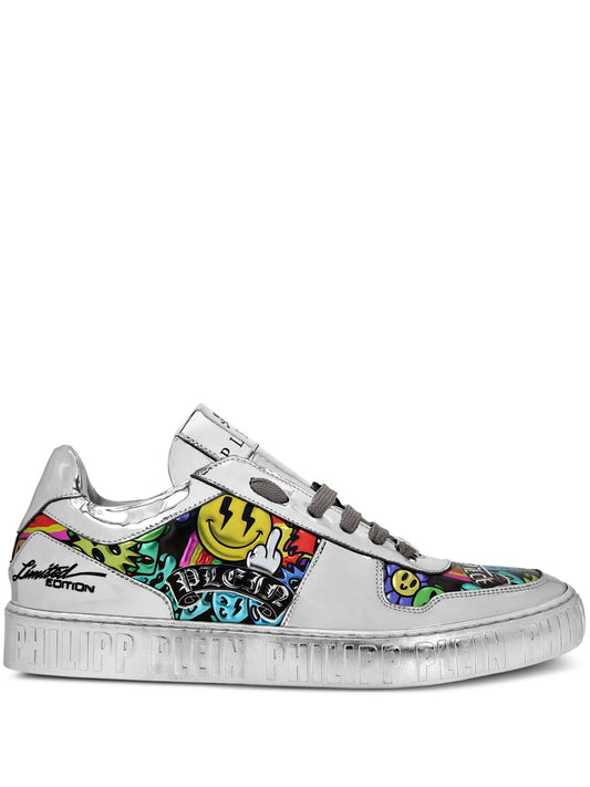 PhilipPlein mirrored-leather sneakers