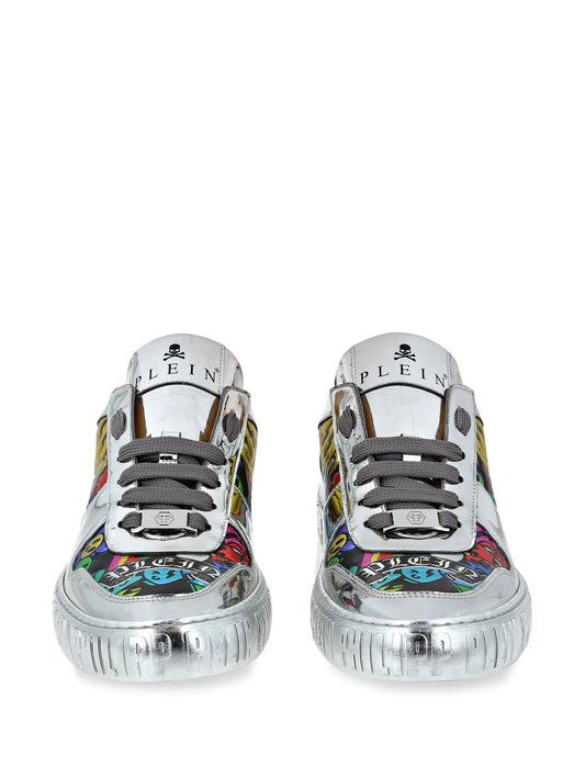 PhilipPlein mirrored-leather sneakers