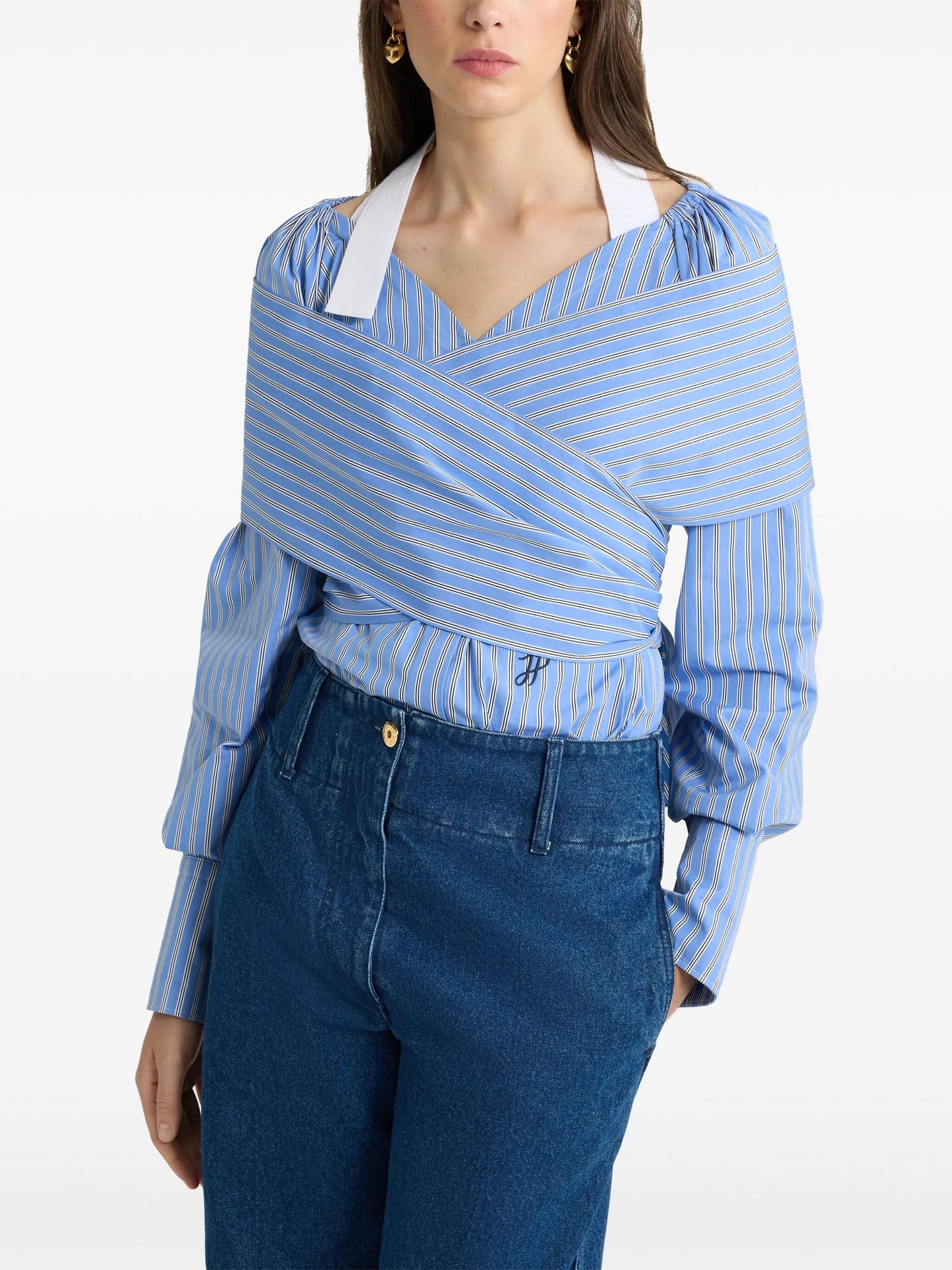Patou wrap poplin blouse