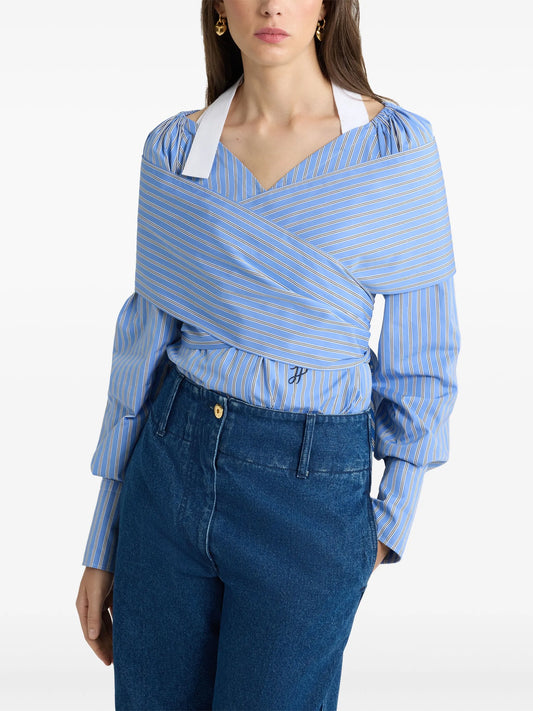 Patou wrap poplin blouse