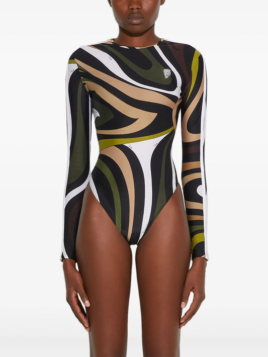 PUCCI  Marmo-print long-sleeve swimsuit