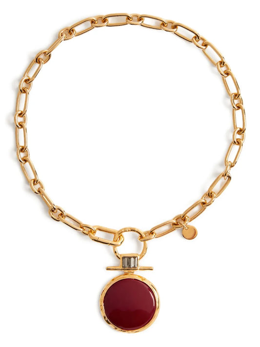 La DoubleJ Gold-Tone Energy Necklace Paperclip Chain Pendant