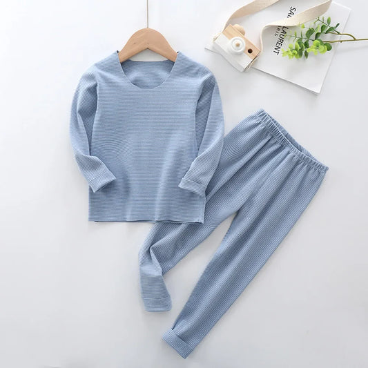 New Children Thermal Underwear Set Boys and Girls Stripe Clothes Set Casual Baby Kids Warm Suit Softest for Winter Spring, #9245