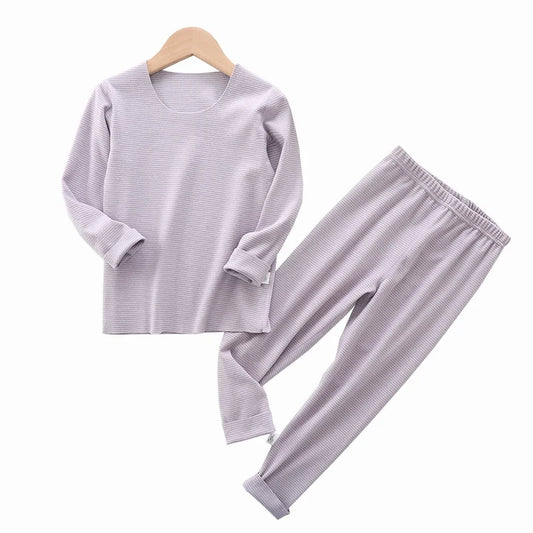 New Children Thermal Underwear Set Boys and Girls Stripe Clothes Set Casual Baby Kids Warm Suit Softest for Winter Spring, #9245